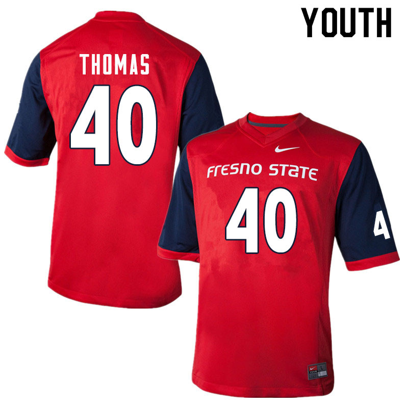 Youth #40 Nikko Thomas Fresno State Bulldogs College Football Jerseys Sale-Red - Click Image to Close